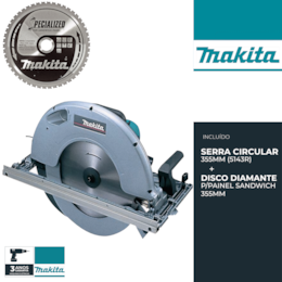 Kit Makita Serra Circular 355MM (5143R) + Disco Especial p/ Painel Sandwich 355MM (B-33607)