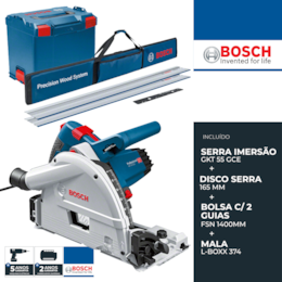 Serra Incisão Bosch GKT 55 GCE + Bolsa c/ 2 Guias FSN 1400MM + Disco + Mala (0615990M9B)