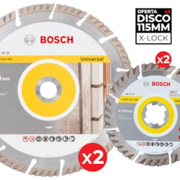 2 Discos Diamante Bosch Standard Universal 230MM + 2 Discos X-Lock 115MM