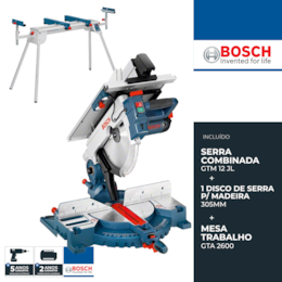 Serra Combinada Bosch GTM 12 JL + Bancada GTA 2600 Bosch Profissional (0615990EU2)