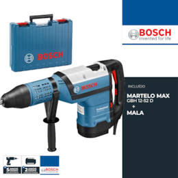Martelo Perfurador Bosch Profissional GBH 12-52 D + Mala (0611266100)