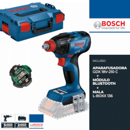 Aparafusadora Bosch Profissional GDX 18V-210 C + Módulo Bluetooth + Mala (06019J0201)