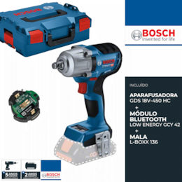 Aparafusadora de Impacto Bosch Profissional GDS 18V-450 HC + Mala (06019K4001)