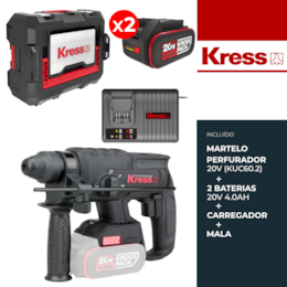 Martelo Perfurador Kress Profissional SDS-Plus 20V (KUC60.2) + 2 Baterias 20V 4.0Ah + Carregador + Mala