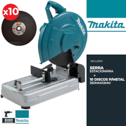 Serra Estacionária Makita 355MM (LW1400) + 10 Discos Corte p/ Metal 350MMx3MM