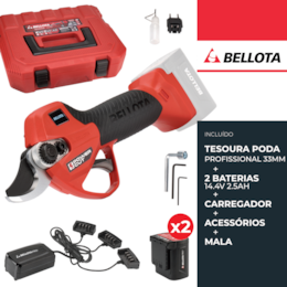 Tesoura Poda Bellota Profissional 33MM + 2 Baterias 14.4V 2.5Ah + Carregador + Acessórios + Mala (EPR233P2B)