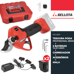 Tesoura Poda Bellota Profissional 38MM + 2 Baterias 14.4V 2.5Ah + Carregador + Acessórios + Mala (EPR238P2B)