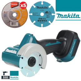 Rebarbadora Makita 18V (DMC300Z) + Disco Multimaterial 76MM + 5 Discos p/ Corte Metal 76MM