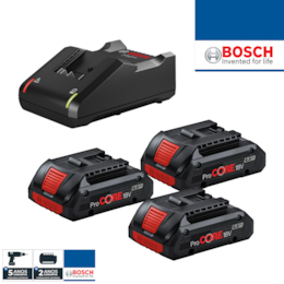 Kit 3 Baterias Bosch Profissional ProCore 18V 4.0 Ah + Carregador GAL 18V-40 (0615990N2G)